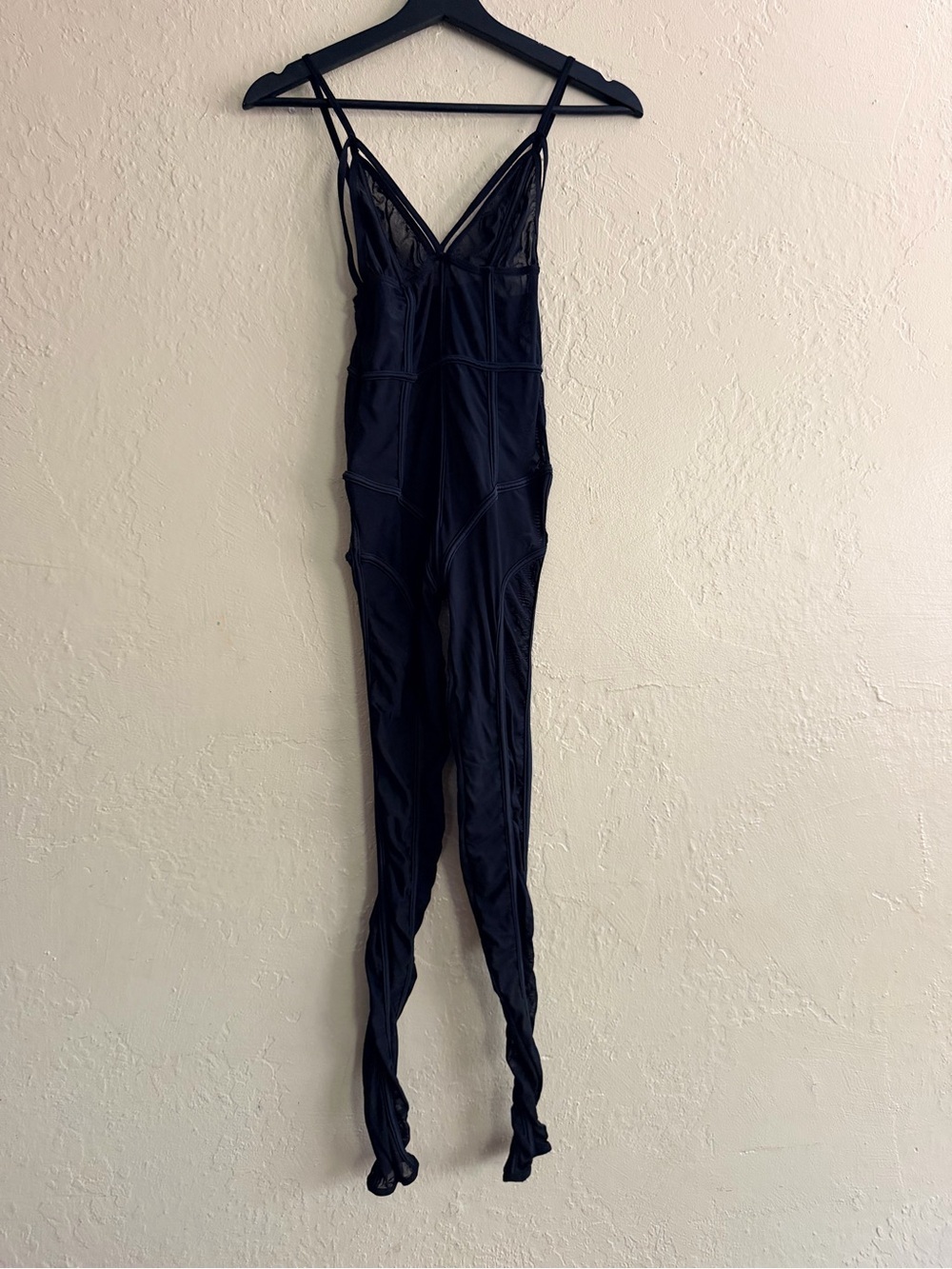 Tic Toc Woman’s Black Mesh Strappy V-Neck Jumpsuit, Size: XS